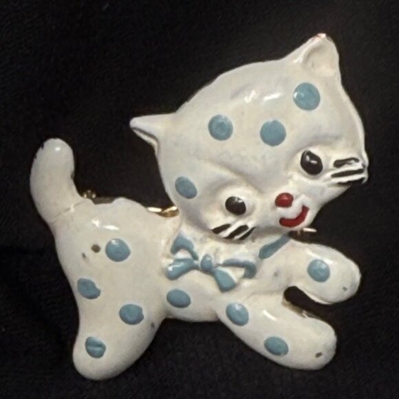 Animal Lover Vintage Pins Brooches Set of 3 - White Cat / Black‎ Rabbit / Deer - Picture 9 of 10